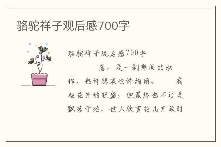 骆驼祥子观后感700字