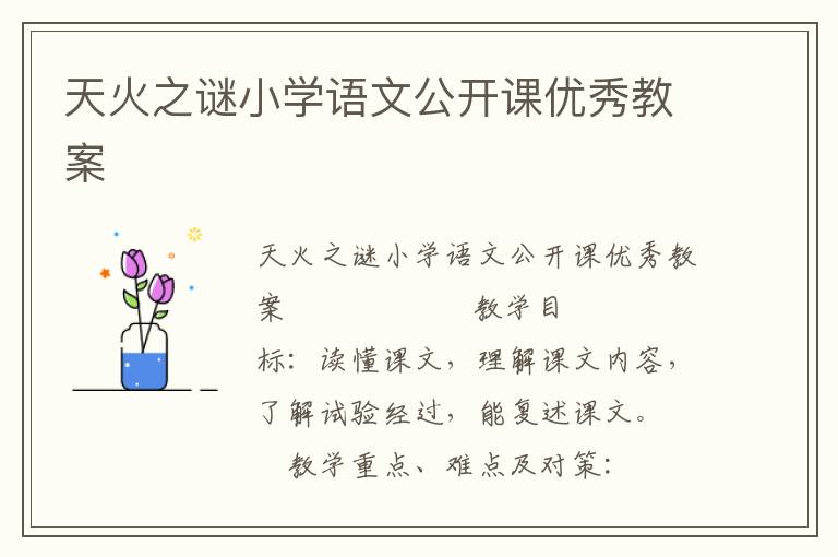 天火之谜小学语文公开课优秀教案