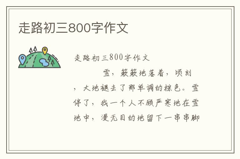 走路初三800字作文