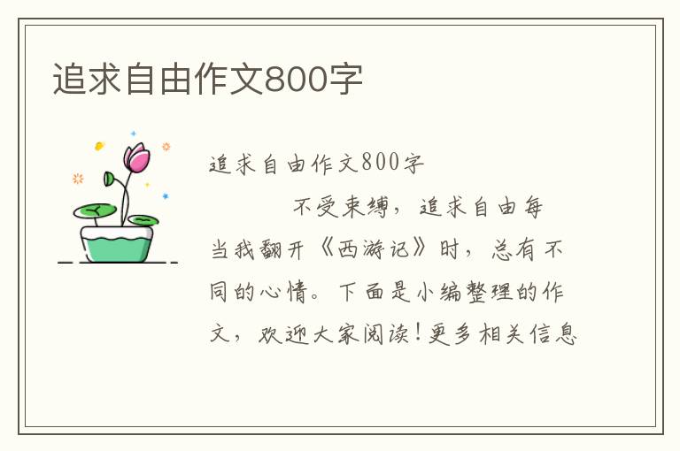 追求自由作文800字