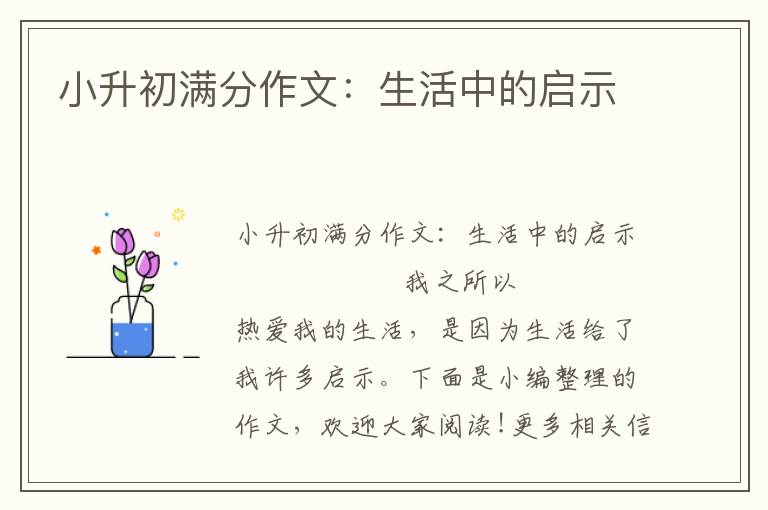 小升初满分作文：生活中的启示