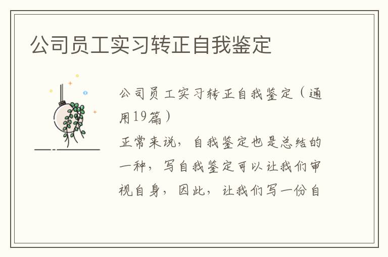 公司员工实习转正自我鉴定