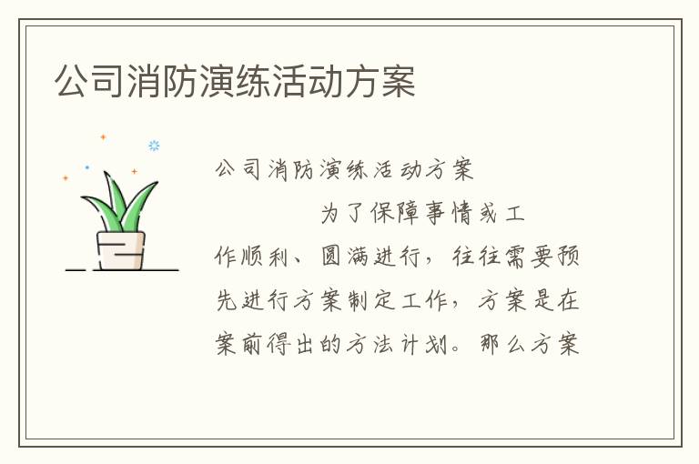 公司消防演练活动方案