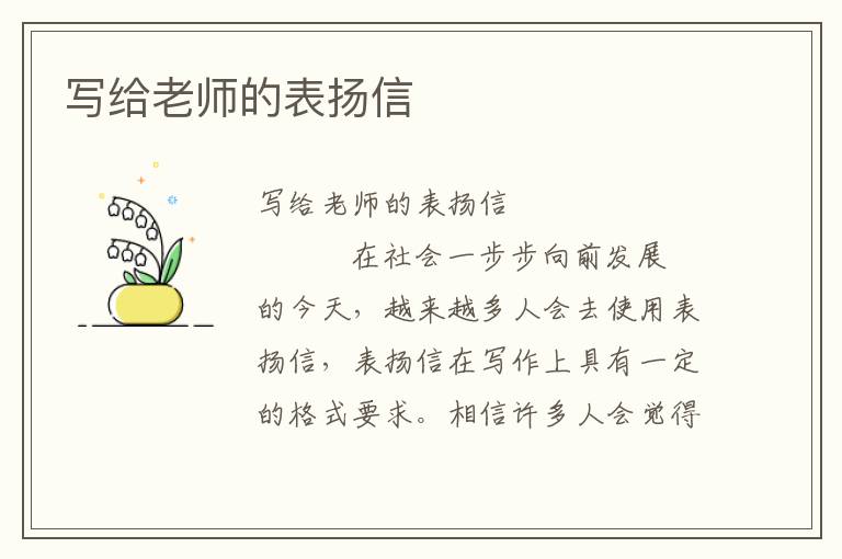 写给老师的表扬信